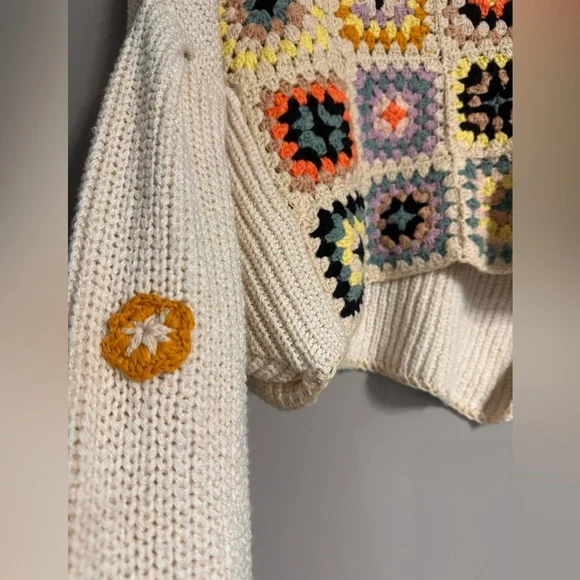 Free people Colorful Crochet Patchwork Sweater - Picture 4 of 5